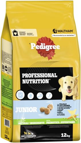 Pedigree 12kg Beutel Trockenfutter Professional Nutrition Geflügel und Gemüse Hundefutter (Junior, Geflügel & Gemüse)