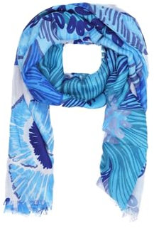 QUEEN HELENA Leichter Schal gemustert, weich, bunt, lässig, Damen, SC024-3, blau, Einheitsgröße