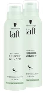 Schwarzkopf Taft Trockenshampoo Schaum Overnight Frische Wunder (2x 150 ml), Haarstyling mit pflegenden, erfrischenden Eigenschaften im Schlaf, für alle Haartypen geeignet, vegane Formel