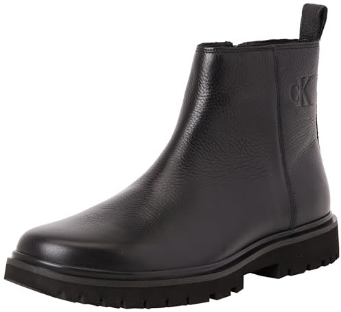 Calvin Klein Uomo Stivaletti Chelsea Eva Mid Zip Tumbled con Zip, Nero (Triple Black), 43
