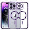 Phoona Cover Placcatura per iPhone 14 Pro Max 6,7 Pollici, Obiettivo per Fotocamera Protezione Completa e 2 × vetro temperato, Compatibile con MagSafe Ricarica Wireless, Protezione Militare, Viola