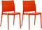 CLP 2er-Set Gartenstuhl Meton, stapelbar, pflegeleicht aus Kunststoff, wetterfest & UV-beständig, bis 150 kg belastbar, Farbe:orange