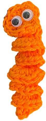 Qwertfeet Geschenk aus einer Hand des Wurms der Sorge um emotionale Unterstützung, inspirierende Pflege des Wurms der Häkelarbeit für Sie, gestricktes Geschenk, Orange