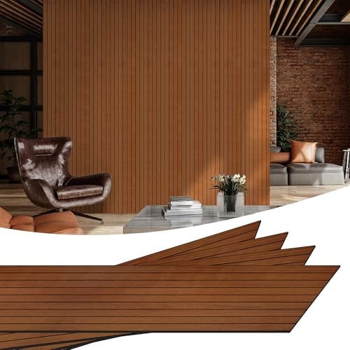 WADILE PVC-Holzmaserungsplatten für Wände, 40 cm x 2,6 m, Schaum Schalldichte Wandplatten für Wandverkleidungen, Wandpaneele Selbstklebend 3D-Wandplatten für Innendekoration Abdeckung 1 m² Dunkelbraun