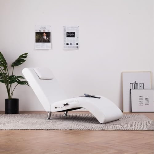 Willood Massage-Chaiselongue mit Kissen Weiß Kunstleder