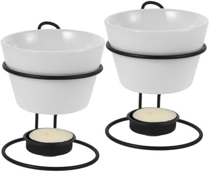 Cabilock Tealight Burner Cheese Fondue Pot Set Ceramic Butter Warmer Melting Supplies Versatile Kitchen Tool