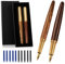 IGEAIIE Handcrafted Wooden Fountain Pen, Vintage Luxury 0.5mm Fine Point Pen, Smooth Writing Wood Fountain Pen with 10 Ink Cartridges, Elegant Gift Box for Calligraphy, Office & School Supplies