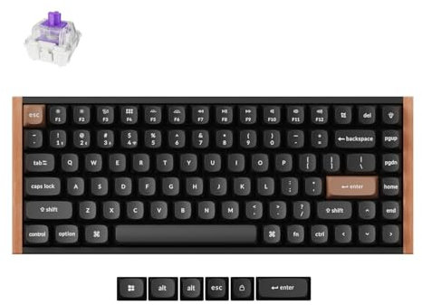 Keychron K2 HE 75% TKL ANSI Tastiera meccanica wireless con interruttori magnetici e hot-swap – Bluetooth/2.4 GHz/USB-C, illuminazione RGB programmazione QMK per Mac/Win, design in legno