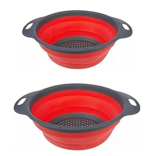 Ltmxy Lot de 2 passoires pliables en silicone pour égoutter les pâtes, spaghettis, fruits et légumes