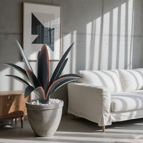 clyqyy DIY Metall Agave Pflanze Kunst Hof Tequila Kunst Skulptur Tequila Rustikale Gartenskulptur Statue Outdoor Dekor Agave Metall Pflanzen für Hof, Garten Rasen Ornamente (12 Blätter, Schwarz)