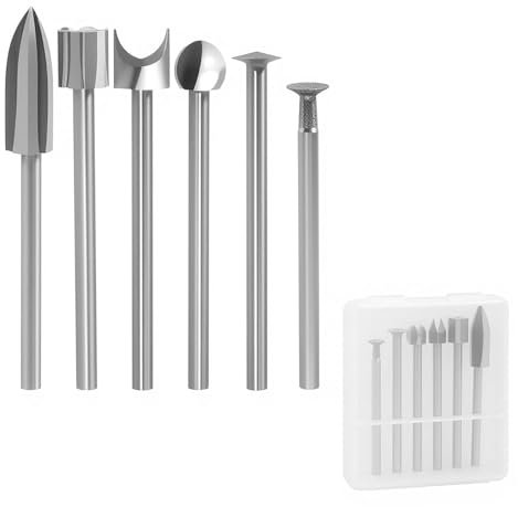 6 Stück Holzfräser für Dremel 3mm Verschiedene Holzschnitzbohrer Gravur Set Zubehör Holzfräser Werkzeug Schlitzhalterung, Fräse Rotationswerkzeug mit 1/8 Schaft für DIY Schnitzen Gravieren Bohren