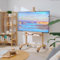 Verstellbares Tv-Rack Aus Massivholz - Stand-Tv-Ständer Aus Holz, Staffelei, Robuster Mobiler Tv-Wagen Mit Ablage, Moderne Klassenzimmer Zu Hause, Holzfarbe