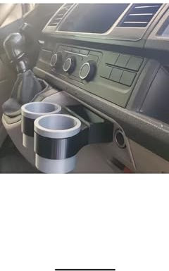Cup Holder for Volkswagen T6 transporter t6 Vans with VW Logo Design (Light Grey)