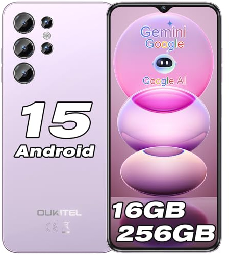 OUKITEL C1 Pro Mobile Phones (2025) - 16GB+256GB/1TB, Android 15 Smartphone, 5150mAh, 6.52 HD+ Display, 13MP Camera, Dual 4G SIM Free Unlocked Mobile Phone, 3 Card Slots/Fingerprint/3.5mm Jack