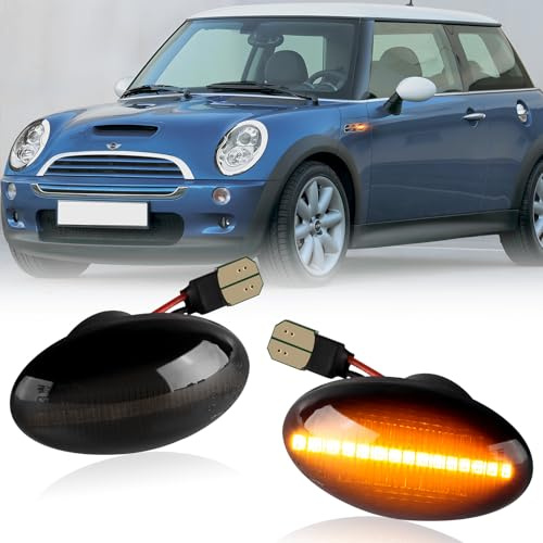 POPMOTORZ LED Seitenblinker Blinker für BMW Mini Cooper R50 R52 R53 2001-2006 mit Canbus Fehlerfrei 2835 SMD Schwarz, 2 Stück
