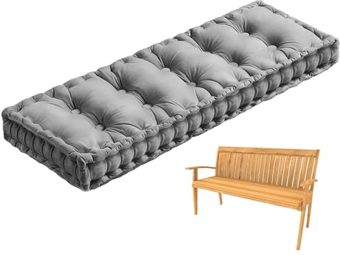 Generisch 10cm Bankauflage Sitzkissen Bank Mit Griff, Weich Samt Stuhlkissen Outdoor Sitzauflage Bank, Bankkissen Fenstersitzmatte für Gartenmöbel Fensterbank Terrasse Indoor,Grau,100x60cm