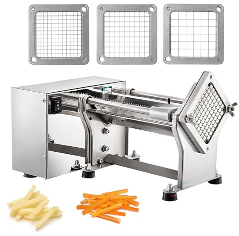 Electric French Fry Cutter, Automatic Potato Cutter with 3 Blades, Professional Automatic French Fries Maker Cutter, for Commercial Industrial Kitchen Restaurant for Potatoes, Carrots
