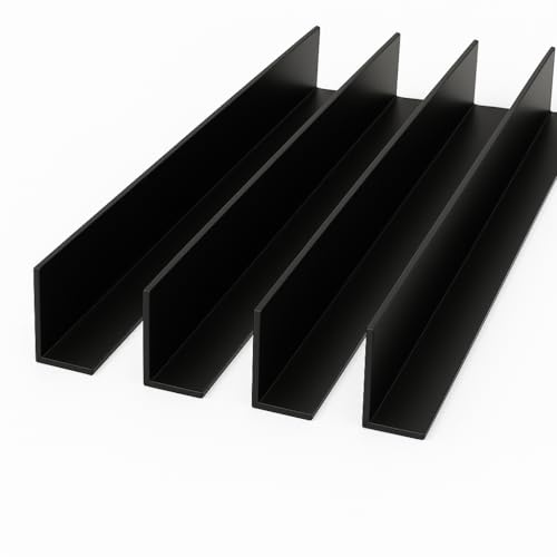 Black 1 Metre UPVC Plastic Rigid Angles 50 x 25mm Corner Cover Trims 90 Degrees (4)