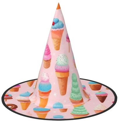 PUYhgb Halloween-Hut mit vielen Farben, Eiscreme-Druck, leicht, für Halloween-Party/Karneval, Einheitsgröße