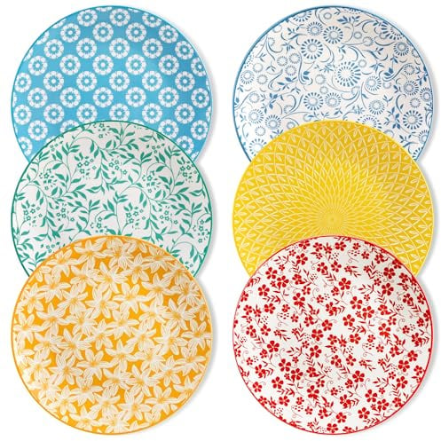 vancasso Selene 10.25 Inch Dinner Plates Set of 6, Colorful Dinnerware Set | Scratch Resistant Ceramic Serving Plates for Pasta,Dessert,Salad,Main Courses, Microwave and Dishwasher Safe