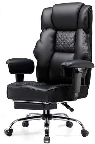GTPLAYER Gaming Stuhl, breiter Bürostuhl mit Taschenfeder, Ergonomischer PC-Stuhl, Verstellbarer und Drehbarer Schreibtischstuhl mit Fußstütze, Kunstleder, 180KG, schwarz