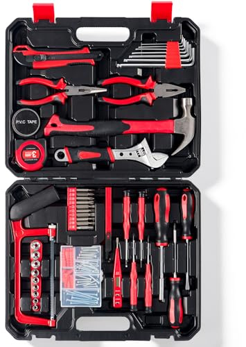 108 Pieces Tool Set with Portable Storage Case | Essential Automotive & General Household Tool Kit for Car Maintenance, Home Repairs & DIY Projects | All-Purpose Mechanic's Tool Box Kit