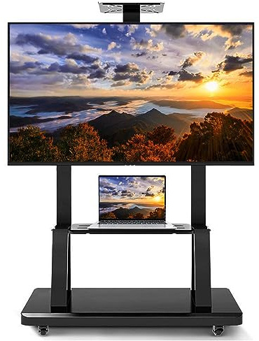 Mobile TV Stand Cart with Wheels for Large Flat Screens up to 490 Lbs, Adjustable for 50-100 Inch Screens