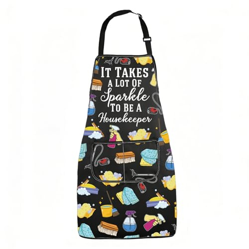 BNQL Housekeeping Apron with Pockets Cleaning Gifts Cleaning Lovers Gifts It Takes a Lot Of A Sparkle To Be Housekeeper Apron