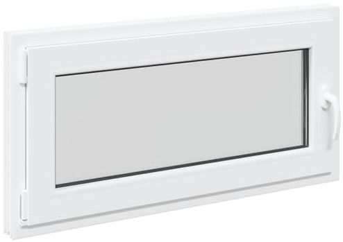 vidaXL Kellerfenster RISOR 100 x 50 cm PVC und Glas Weiß, Modernes Untergeschossfenster Design, Langlebige PVC-Glas-Konstruktion, Energieeffizient, Wärmedämmung, Schallisolierung, Drehbare Funktion