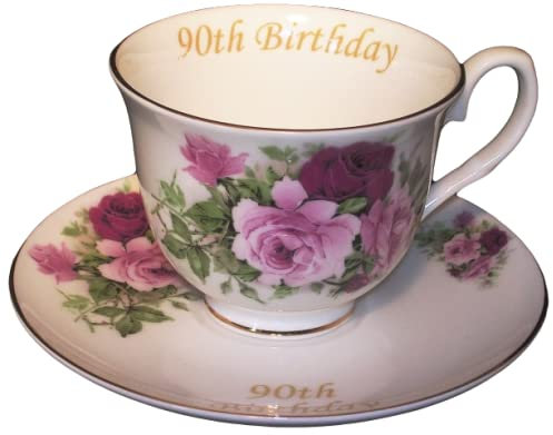 Lyndas Gifts 90th Birthday gift Cup and Saucer
