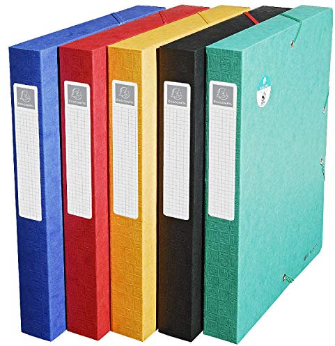 Exacompta 50810E Packung (mit 10 Archivboxen Scotten, mit Gummizugverschluß, hochwertig und nachhaltig, Rücken 40mm, 600g) farbig sortiert, 10 Stück