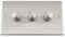 Mains LED Light Dimmer Switch 250W 3 Gang - Satin Matt Chrome - Square - Push On/Off 2 Way