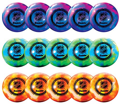 NHL Unisex – Erwachsene Street Hockey Balls Franklin Sports Straßenhockeybälle, kein Hüpfen, Outdoor-Straßen-und Rollhockeybälle, offizielle Größe, 15 Stück, Verschiedene, Extreme Farbe, Piece Bucket