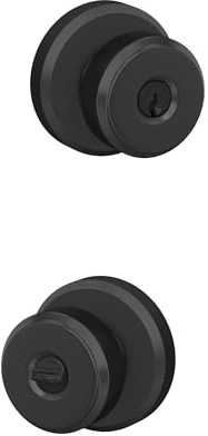 Schlage Bowery Keyed Entry Door Knob, Interior/Exterior, Matte Black