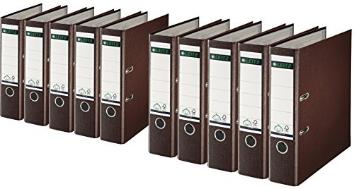 Leitz 1010-50 Qualitäts-Ordner Plastik-Cover (A4 breit | 10er Pack, braun)