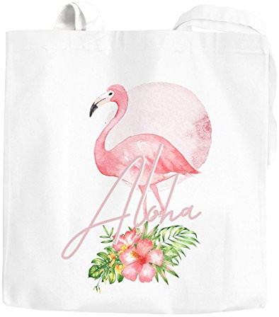 Jutebeutel Flamingo Aloha Tropical Summer Jungle Paradise Hummingbird Baumwolltasche Stoffbeutel Autiga® weiß unisize