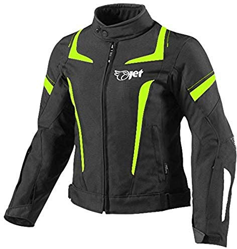 Jet Motorcycle Motorbike Jacket Women Ladies Summer Winter Armoured Textile Waterproof ELEKTRA (L (12/14), Fluro)