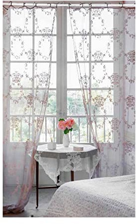 AT17 Tenda finestra Pizzo Poliestere Shabby Chic Poly-Aurore Collection 60 x 240 Colore Bianco