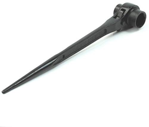 TOOLSTAR Podger Spanner, 17x19mm Hexagon Scaffold Podger Ratchet Spanner Ratcheting Socket Wrench Tool for Household Garage Workshop (Black)