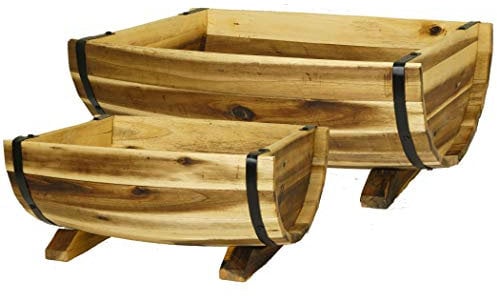 Classic Home & Garden 160015 Pflanzgefäß, halbes Fass, Akazie