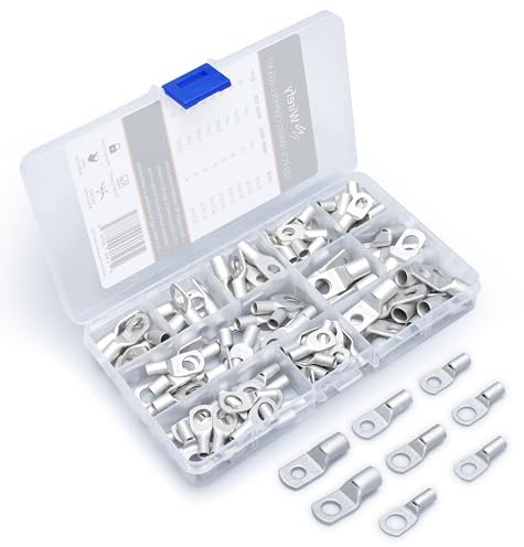 Wirefy 120 PZ Capicorda Elettrici in Rame Stagnato - Terminali Occhiello Crimpare - Connettori Anello - 6-25 mm²