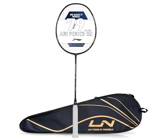 Li-Ning Air Force 79 G2 Badmintonschläger, Karbonfaser, mit vollständiger Abdeckung, Dunkelviolett/Silber
