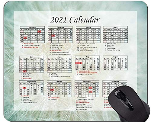 Gaming Mouse Pad 2021 Jahreskalender mit Feiertag, Spitze Blume Flower Macro Mouse Pad mit genähter Kante