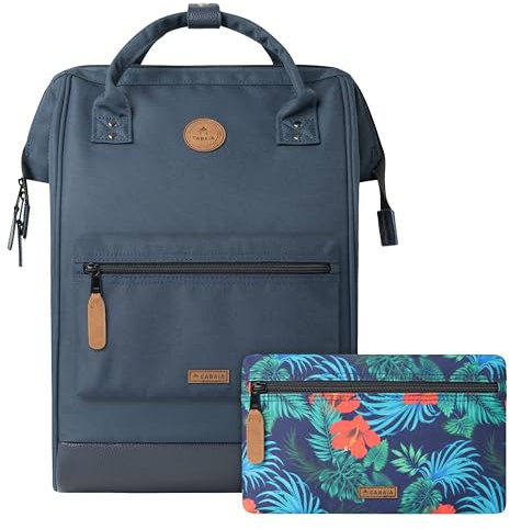 CABAIA - Sac à Dos Adventurer Reykjavik - Medium 18L - Déperlant - Compartiment Ordinateur Portable 13-2 Poches - Certifié Vegan - Sac Voyage, Affaires, École pour Homme et Femme - Bleu