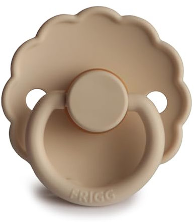 FRIGG Daisy Latex Pacifier | Classic Soother 1 Pack | Symmetrical Cherry Shaped Nipple | BPA Free | Made in Denmark | Latex Dummy Pacifier | (Croissant, Size 1 (0-6 Months))