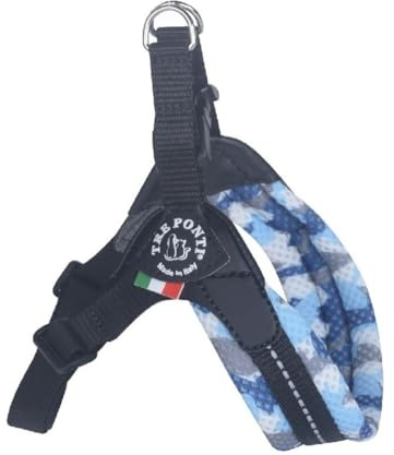 Tre Ponti Geschirr Easy Fit Soft Mesh Verstellbarer Bauchgurt, Farbe:Camouflage blau, Größe:Gr.2.5/36-50 cm/bis 6kg