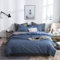 Gezu Sets de Housse de Couette 140x200cm Bleu Gris Unie Réversible Parure de Lit en Microfibre avec Fermeture Éclair 1 Personne avec 1 Taie d'oreiller 65x65cm