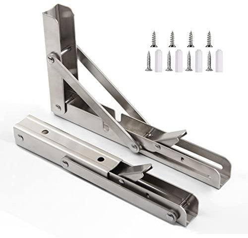 2pcs Staffe Pieghevoli a Parete, Reggimensola 25/30/45 Cm, Staffe per Console in Acciaio Inossidabile, Supporto per Mensole Ad Angolo Retto, Portata Massima 120 kg,45x17cm/17.7 * 6.7in