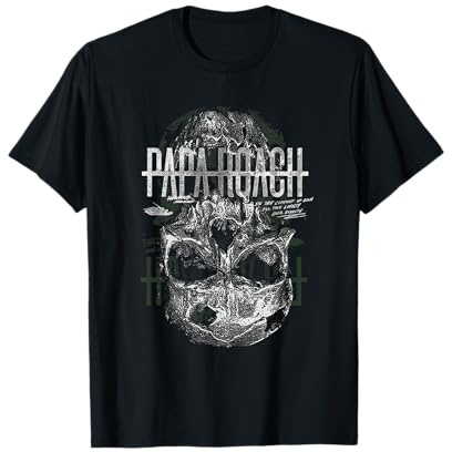 Papa Roach – Offizielles Merchandise T-Shirt mit Schädel-Motiv – Klassisches T-Shirt mit Halbarm für Erwachsene – Unisex – Schwarz – S