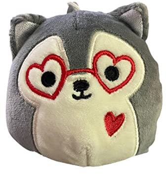 Squishmallow s Offizielles Kellytoy 8,9 cm Clip-On Tasche Schlüsselanhänger Rucksack Clips Squishy weiches Plüschtier Tier (Ryan Husky (Valentine Squad))